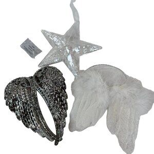 Love & Faith Christmas Tree‎ Ornament Collection set of 3 NEW Star & Angel Wings